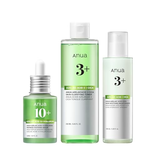 ANUA Azelaic Acid Total Soothing Trio | Azelaic Acid & CICA Skincare Set | Lightweight Hydration & Skin Barrier Care | Korean Skincare