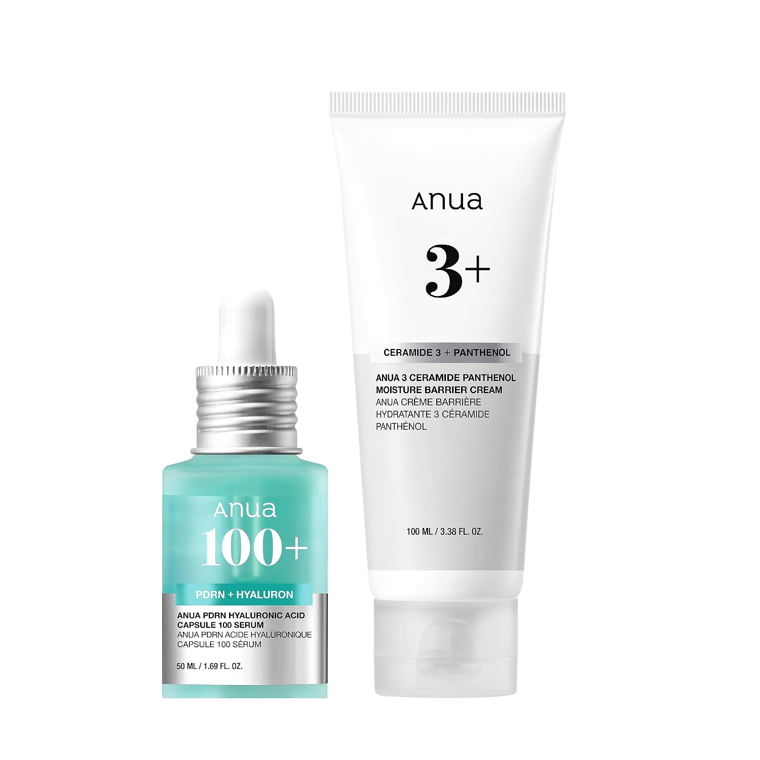 ANUA Hydration & Barrier Support Duo | Salmon DNA Serum & Ceramide Barrier Moisturizer | Long-Lasting Hydration for Glass Skin | Korean Skincare Set