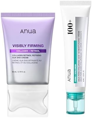 ANUA Viral Face Cream Duo | PDRN Hyaluronic Acid 100 Moisturizing Cream & Collagen Retinol Refining Gua Sha Cream