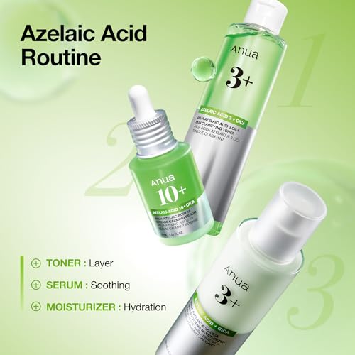 ANUA Azelaic Acid Total Soothing Trio | Azelaic Acid & CICA Skincare Set | Lightweight Hydration & Skin Barrier Care | Korean Skincare