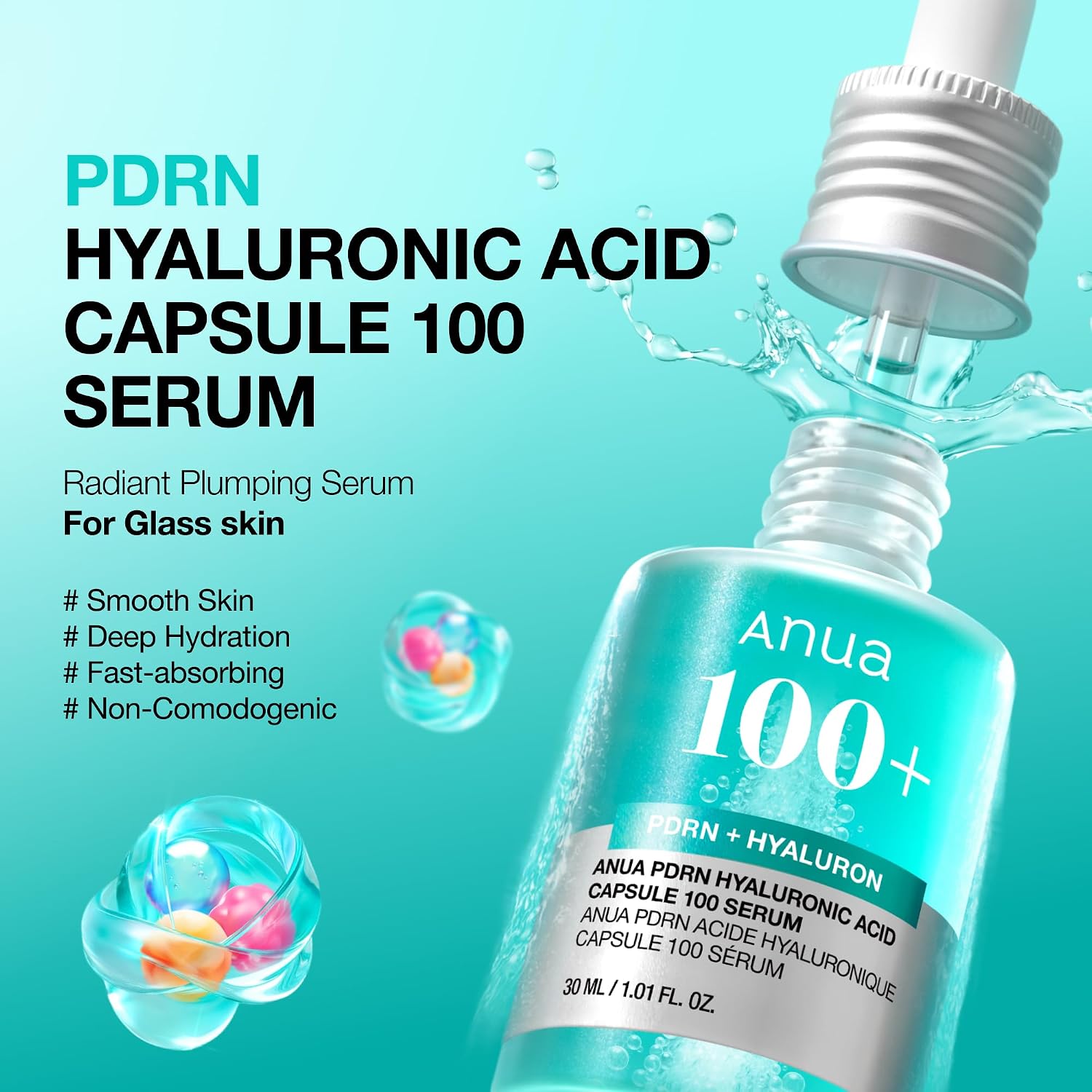 ANUA Glow Summer Duo | PDRN Hyaluronic Acid Capsule 100 Serum & Zero-Cast Moisturizing Sunscreen SPF 50 | Hydrating & Daily UV Protection | Korean Skincare Set