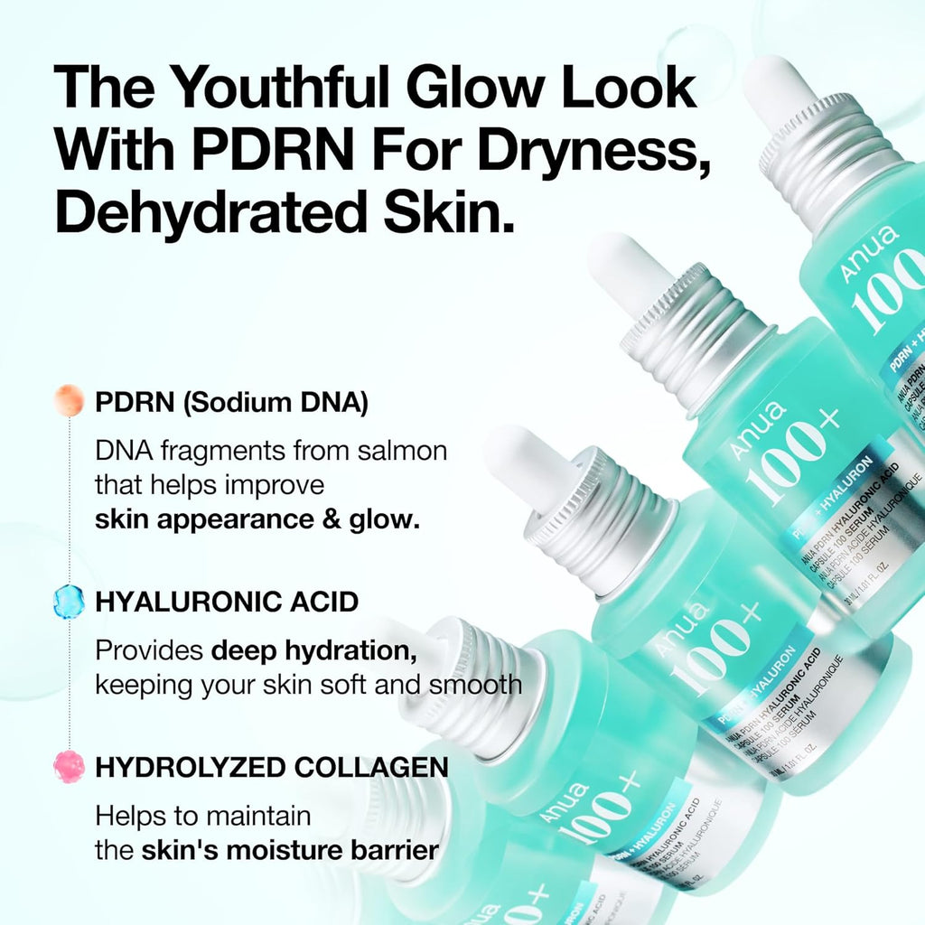 ANUA Glow Summer Duo | PDRN Hyaluronic Acid Capsule 100 Serum & Zero-Cast Moisturizing Sunscreen SPF 50 | Hydrating & Daily UV Protection | Korean Skincare Set