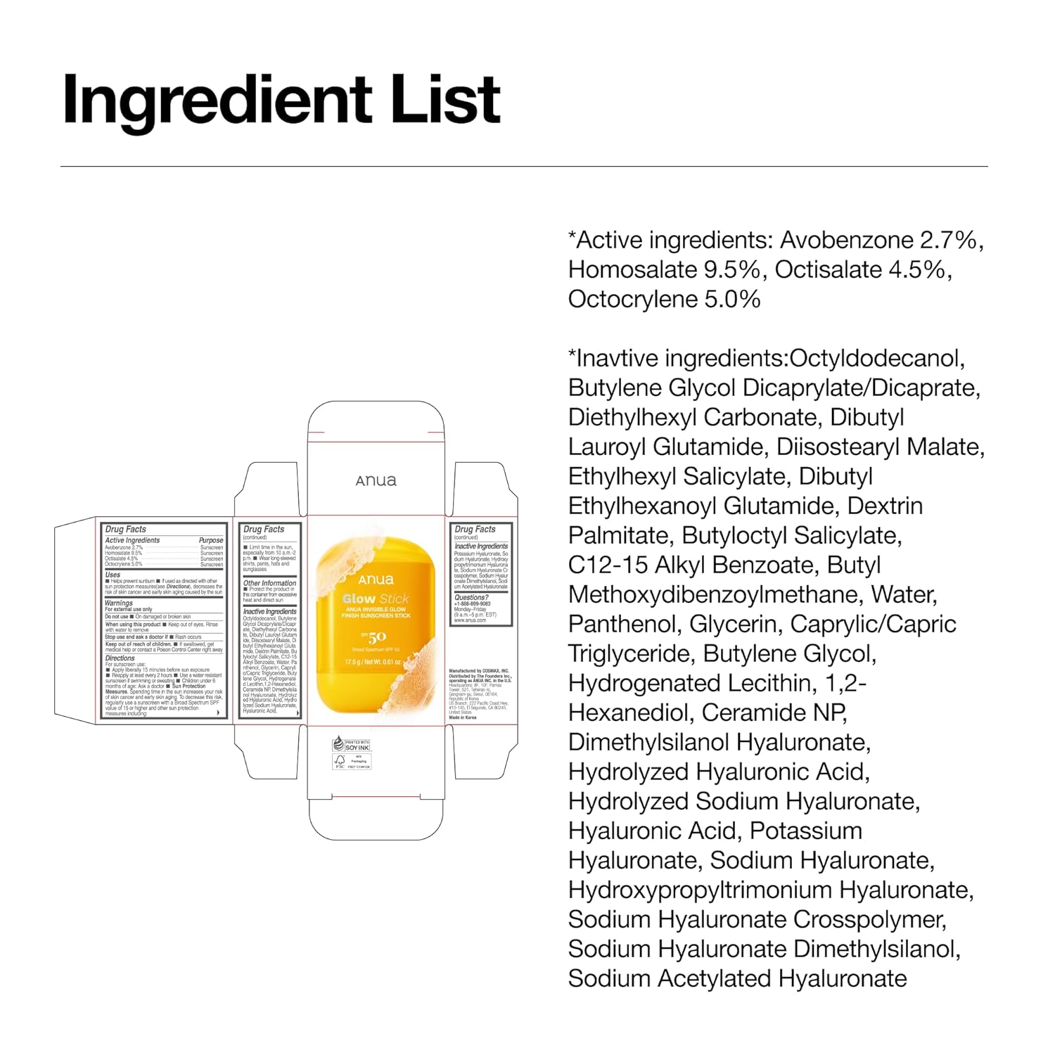 ANUA Invisible Glow Sun Stick SPF 50 | Broad Spectrum UVA/UVB Protection | Lightweight, No White Cast, Easy Reapplication | Korean Skincare | 0.61 oz